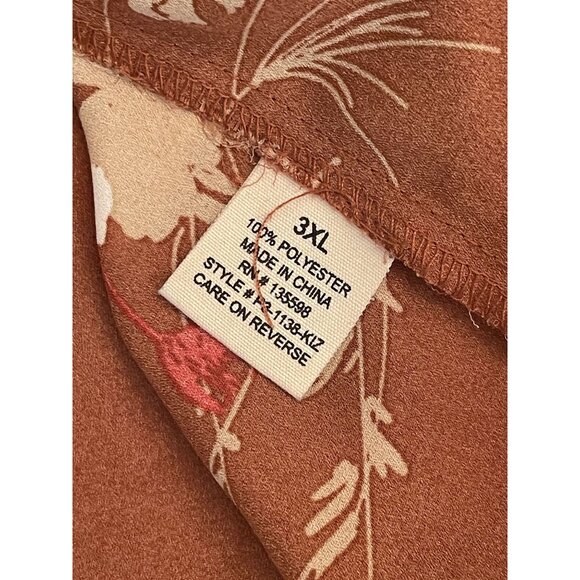 Liberty Love Plus Size 3XL Floral Roll Tab Sleeve V-Neck Forest Fairy Colorful - Picture 9 of 12